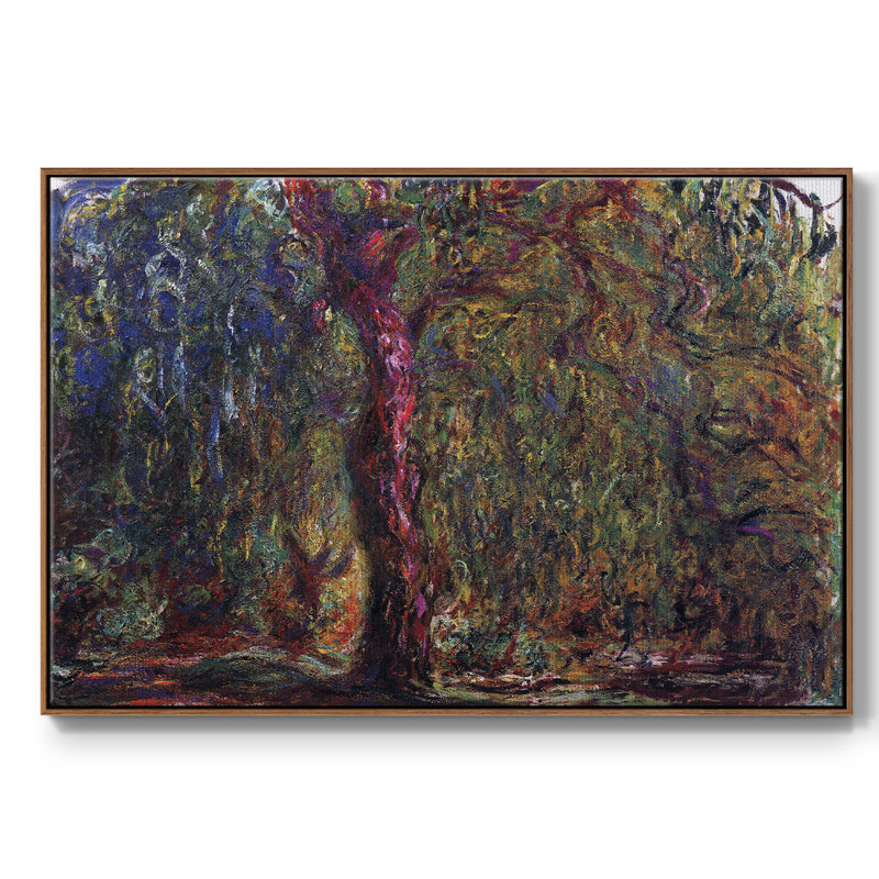 " Weeping Willow By Monet ", 17" H x 25" W x 2" D, Walnut