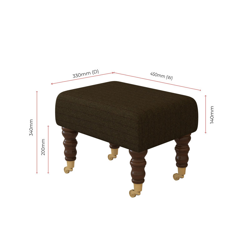 Autryville Wood Caster Leg - Pinstripe Wool, Cyprus Green, Mahogany