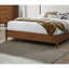 Tête de lit à panneau de couleur noyer beige rembourré 1pièce lit en bois massif prêt pour le matelas style Mid-Century moderne-143657805