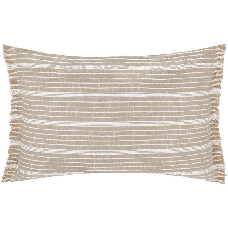 Stoian Indoor / Outdoor Striped Rectangular Throw, Pillow Cover Only - No Insert, Beige