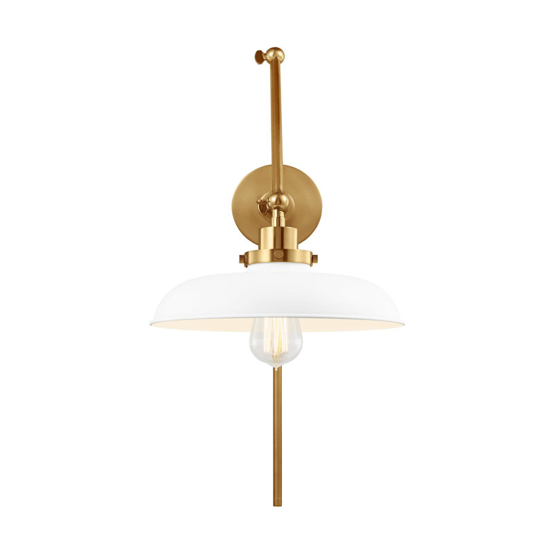 Double Arm Wide Task Sconce, Burnished Brass, Matte White