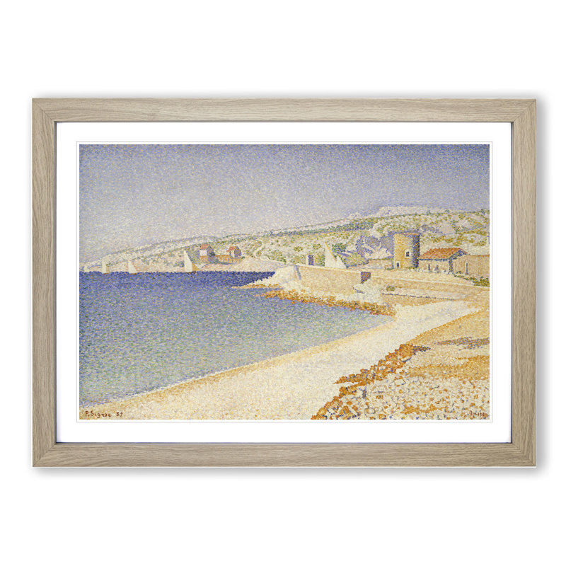 The Jetty at Cassis, Opus by Paul Signac - Picture Frame Painting, 36cm H x 48cm W x 2cm D, Oak
