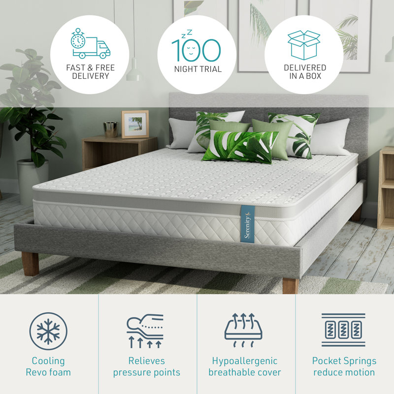 Serenity Pocket Spring and Cooling Foam Hybrid Mattress 23cm, Double (4'6)