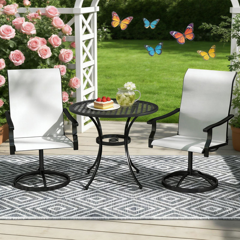 Ensemble de 2 chaises d'extérieur, chaises pivotantes, Noir/crème
