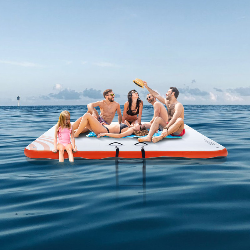 10 x 10FT Inflatable Dock Platform with Portable Carrying Bag & Detachable Ladder