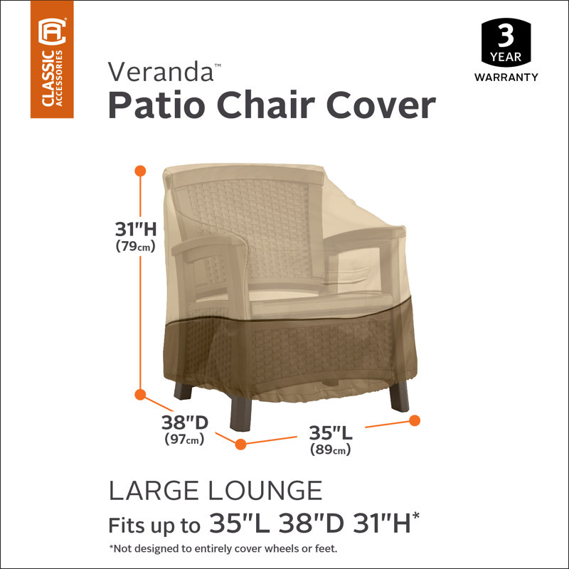 Paulding Water Resistant Patio Chair Cover, 31" H x 35" W x 38" D