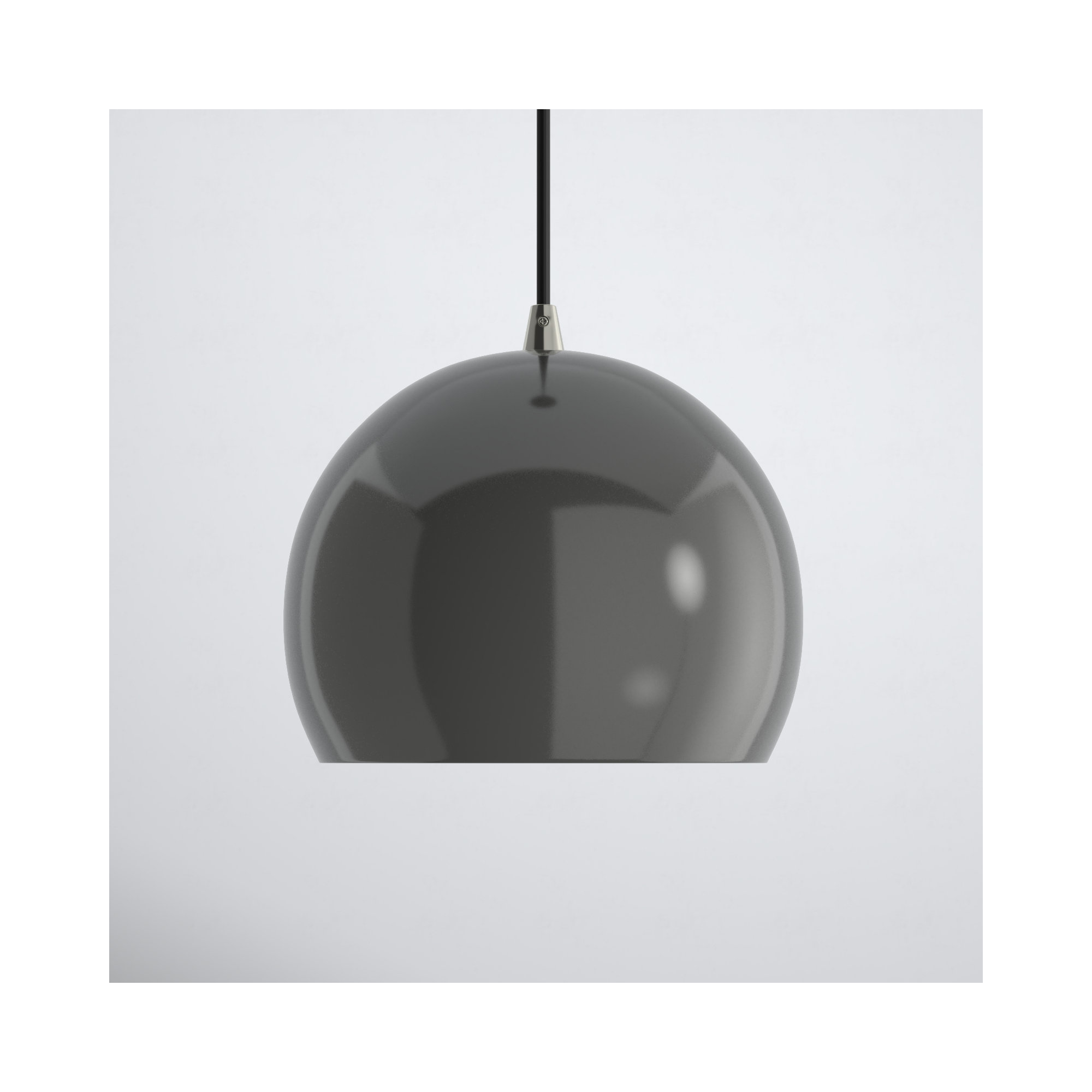 Schultz Single Light Metal Dimmable Pendant, Shiny Dark Gray