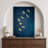 Indigo Navy Blue Bird Flying Artwork, Vintage Abstract Minimalist Bedroom Pictures, Large Framed Canvas Giclee Print Wall Art-115239313-115239315-115239317