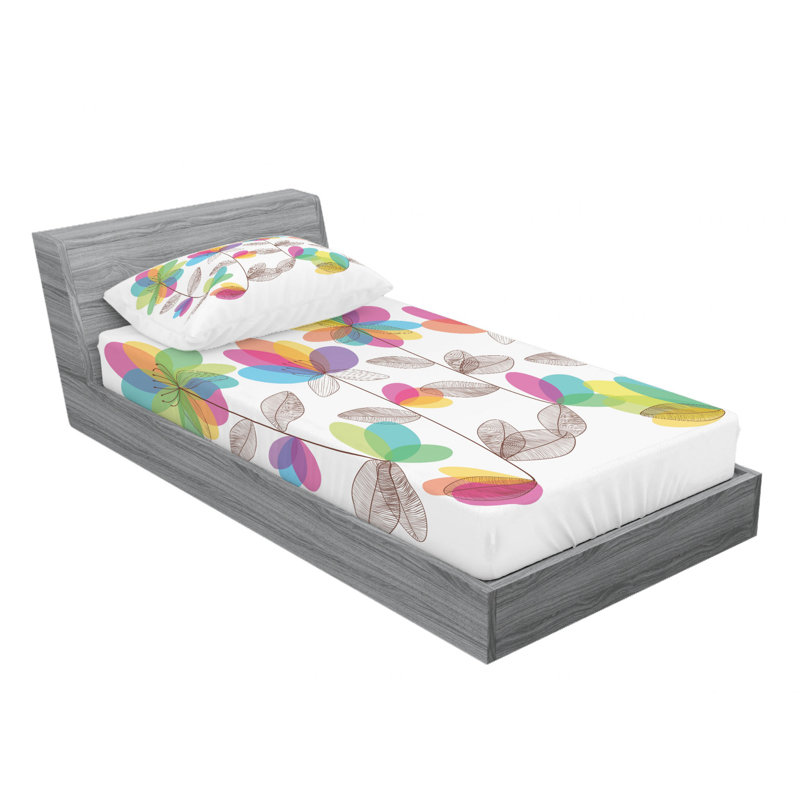 Microfiber Floral Sheet Set, Twin XL Sheet Set with Fitted Sheet