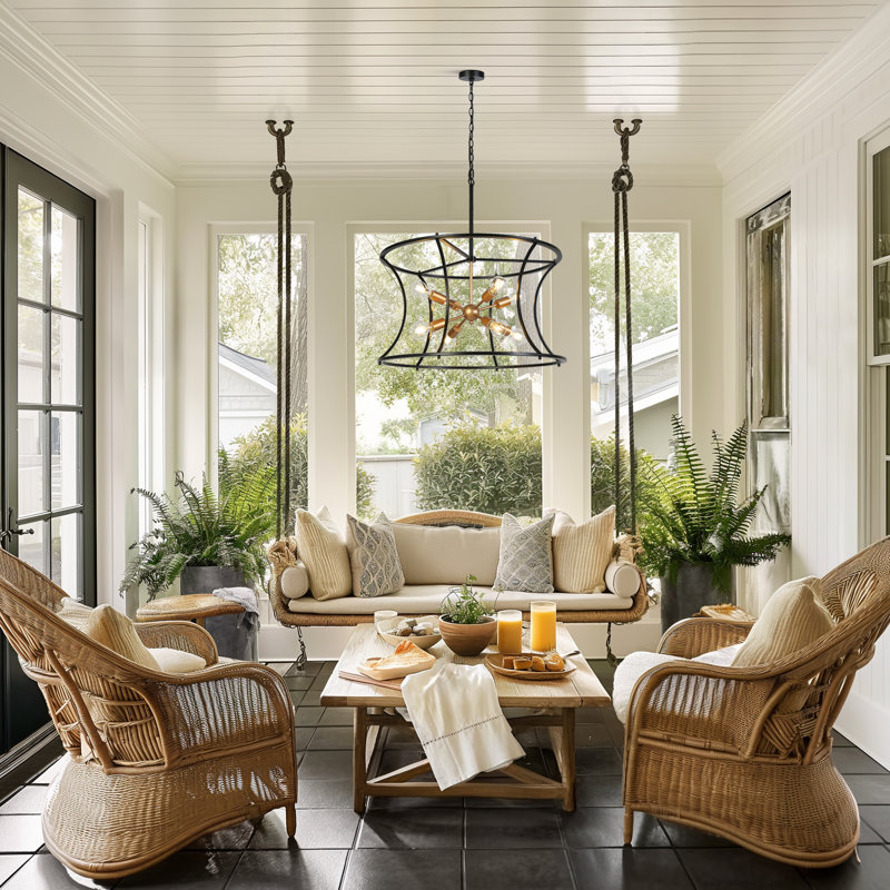 8-Light Dimmable Modern Sputnik Drum Chandelier