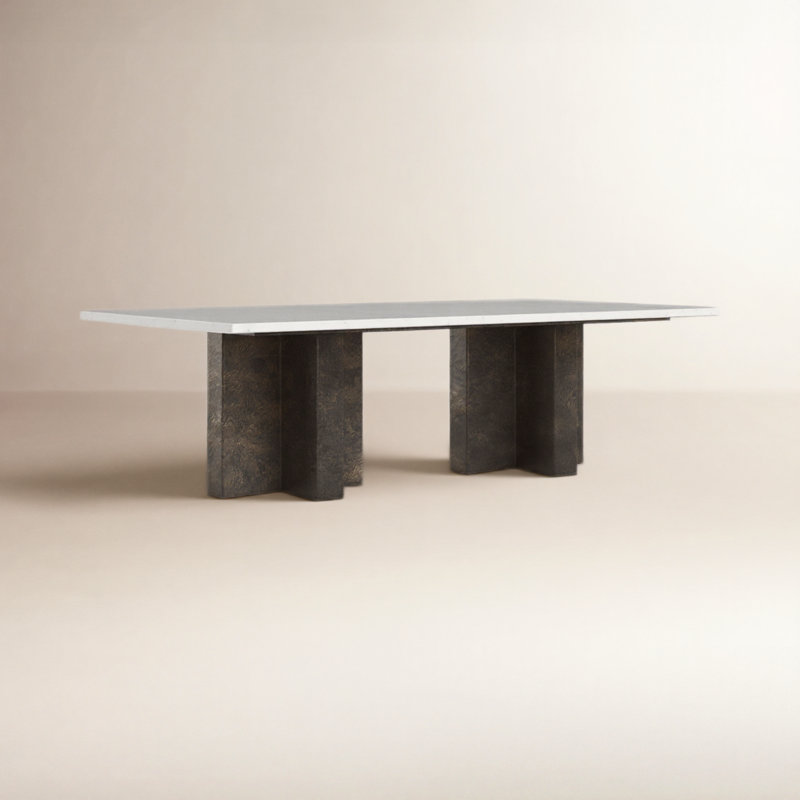 Terrell Marble Coffee Table, Polished White Marble