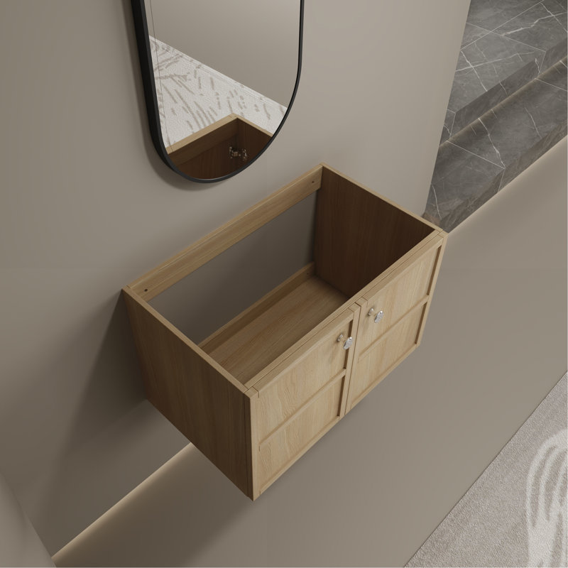 Wall-Mounted Bathroom Vanity, 2-Soft Closing Door, Plywood (Excluding Sink)