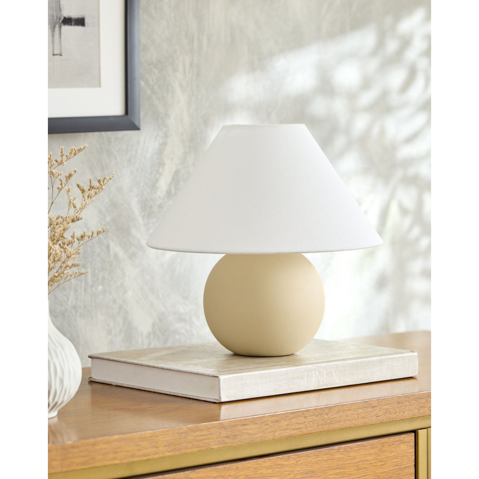 Chemise Ceramic Table Lamp, Classic Empire, Beige