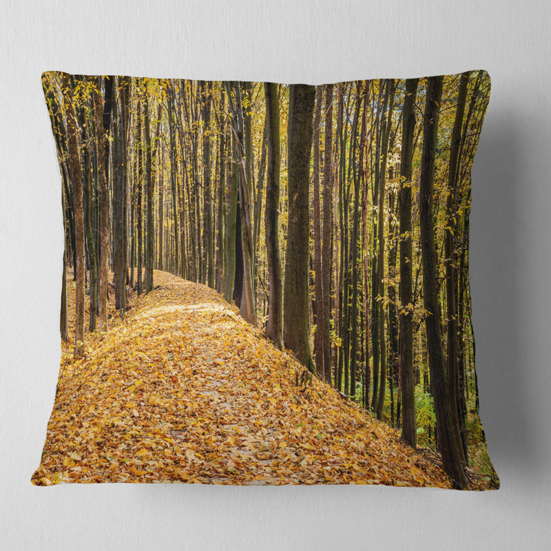Dense Autumn Forest Woods - Coussin imprimé forêt, 18 po x 18 po, Coussin décoratif