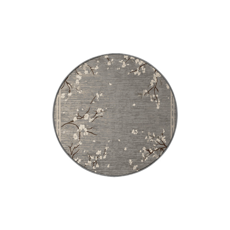 Tapis gris lavable à la machine, Rond 4 pi