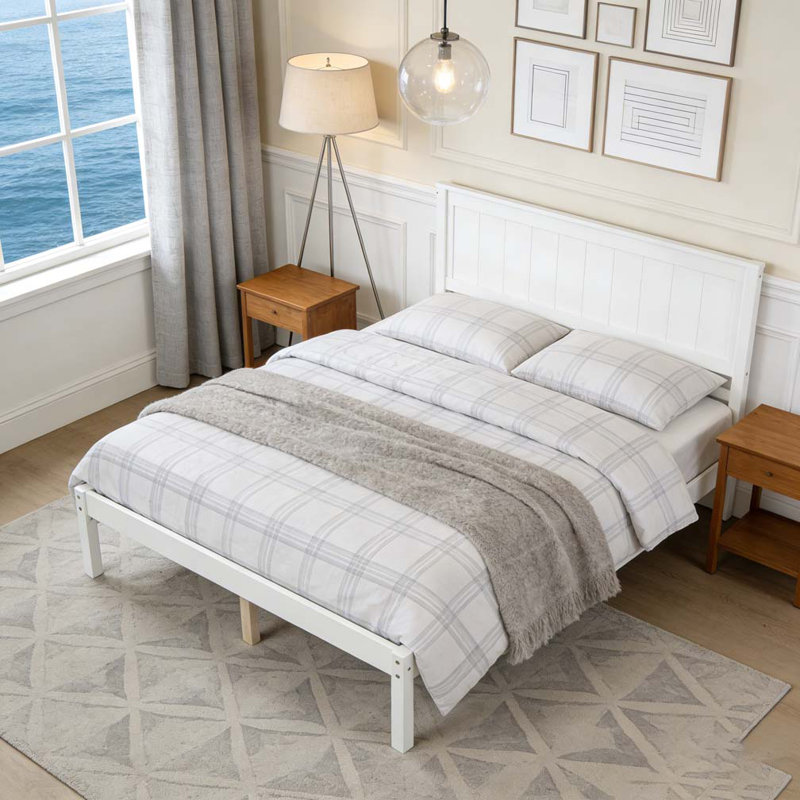 Base de lit plateforme avec tête de lit, Lit double