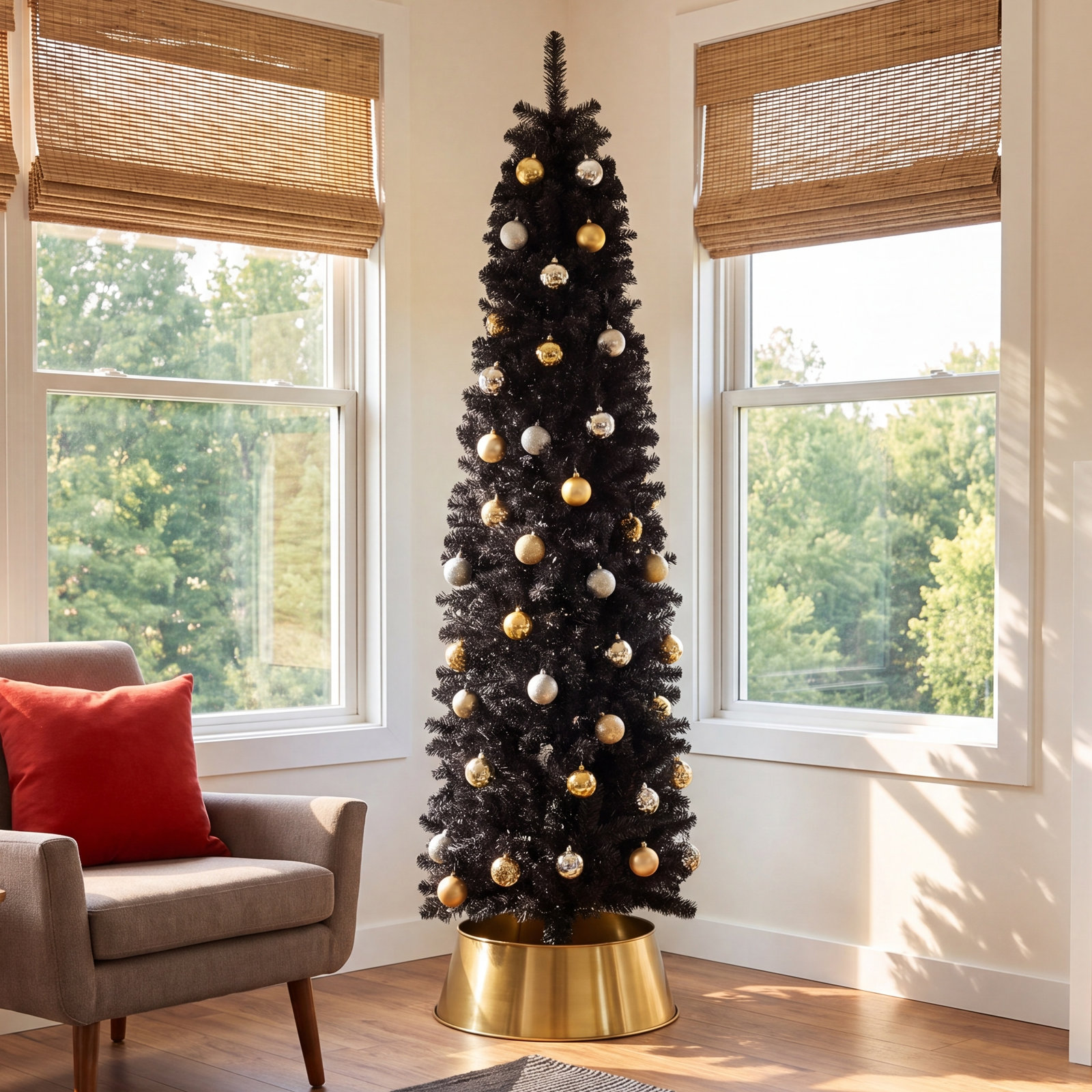 Pencil Cashmere Flocked Fir Christmas Tree, 6ft