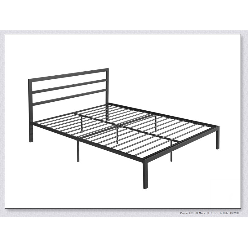 Metal Bed Frame With Headboard, Charcoal Grey