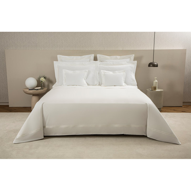 Triplo Bourdon Percale Duvet Cover, White/Milk, Queen Duvet Cover
