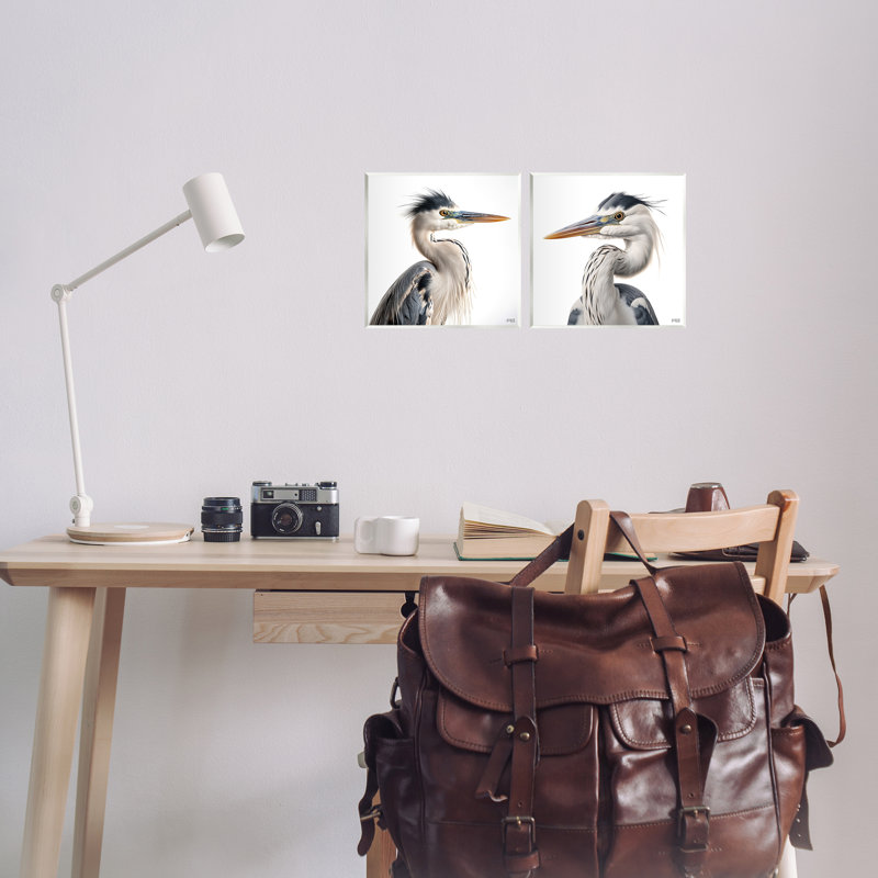 «Young Heron Birds», ensemble de 2 plaques murales par Roozbeh Bahramali