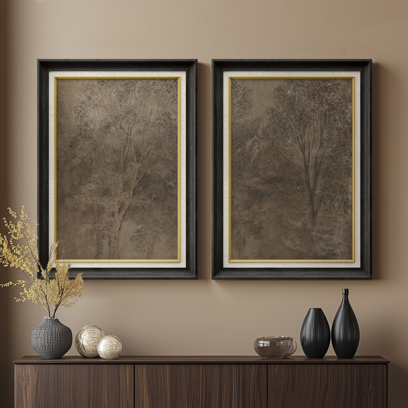 Set of 2 Premium Framed Art Artworks on Premium Canvas with 26"x36" Frame, Black