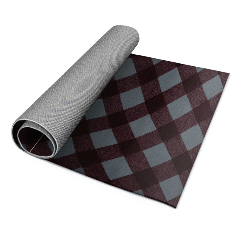 Tapis d'intérieur et d'extérieur à carreaux rouge, Rectangulaire 2 pi x 3 pi