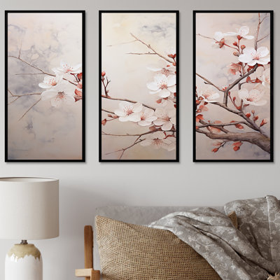 Minimalism Beige Cherry Blossom - Cherry Blossom Wall Art Set