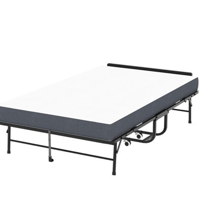 Lit pliant de 46 po de largeur avec mousse à mémoire de forme de 5 po, tête de lit réglable, extra-long de 75 po pour les adultes de grande taille, matelas en mousse de 75 po x 46 po de grande capacité, lit d'invité sur roulettes robuste, lit simple spacieux