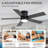 Jayceyon 42''/ 52'' Flush Mount Ceiling Fan With Led Lights and Remote, Quiet Reversible DC Motor, 5 wood Blades Low Profile, Timer, for Indoor/Covered Outdoor Use-442300728-458421461