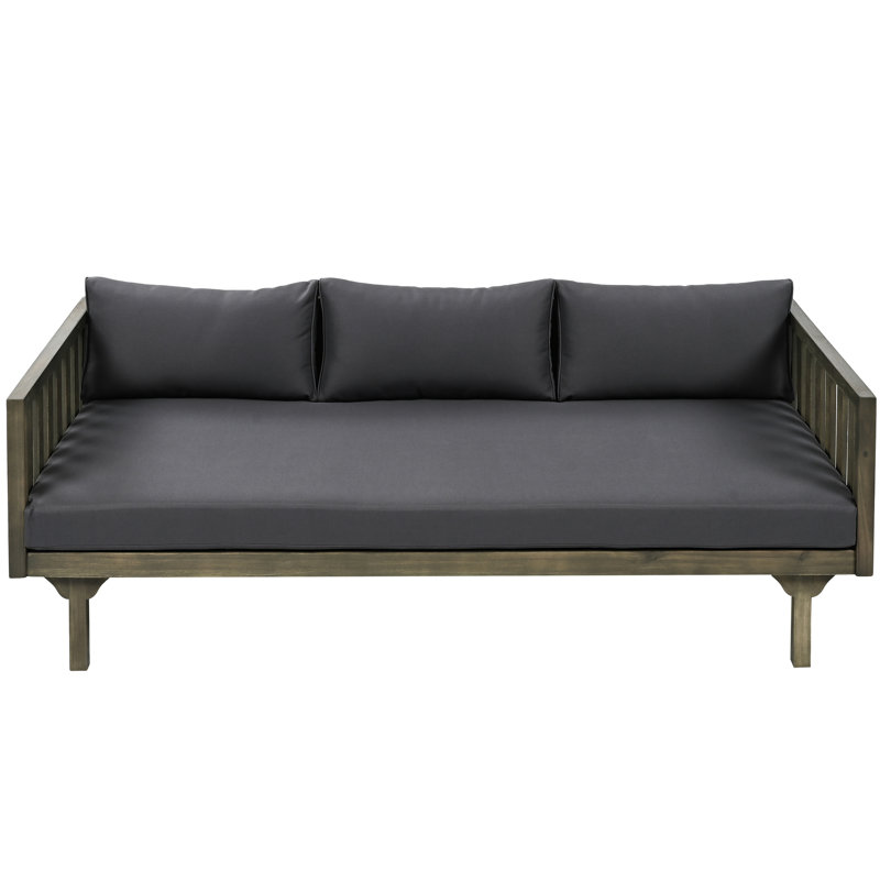Grey 3 Seater Daybed - Built With Wood Slat Panel For Style Water- Cushion Included 67.76W X 32.82D 23.68H Assembly Required Upon Unloading In Grey Finish Outdoor Durability Paneled Seat And At Area