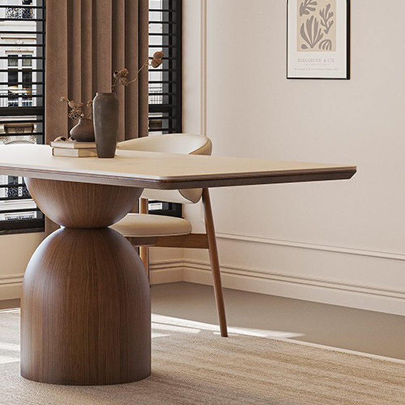Medieval Style Solid Wood Rock Slab Dining Table, 29.53"H x 55.11"L x 31.49"W