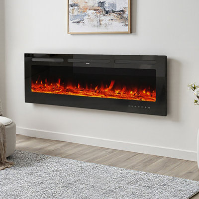 Adrianne Recessed/Wall Mounted Electric Fireplace Adjustable Flame with Remote