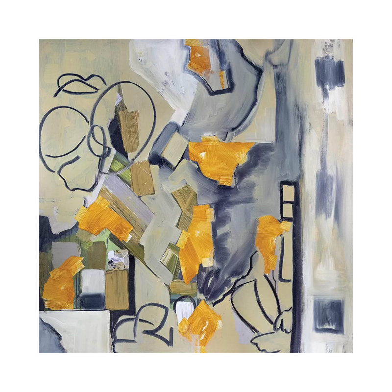 Seated Figures In Urban Landscape II by Pamela Staker - Painting on Canvas, Wrapped Canvas