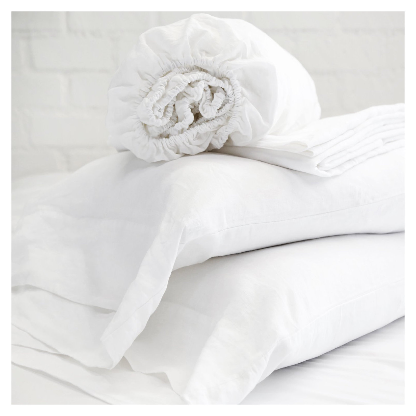 100% Linen Sheet Set, Queen, White