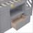 Twin Size Solid Pine Wood Low Loft Bed with Stair, Drawer &amp; Shelf - Grey