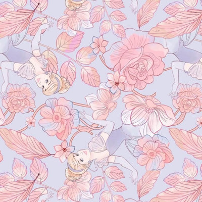 Springs Creative Princess Cinderella Floral Lavender Premium Quality 100% Cotton Fabric By The Yard