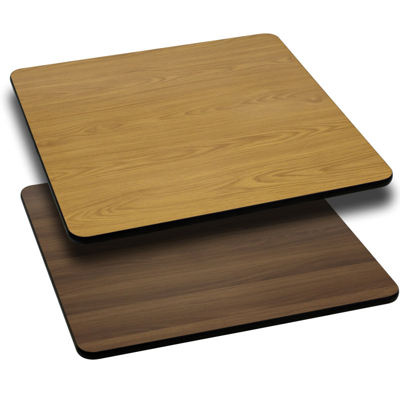 Table Top with Reversible Laminate Top, Natural/Walnut, 36" Square