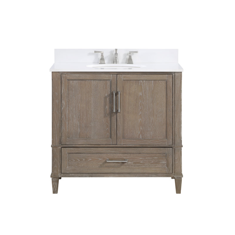 Montauk 36'' W Single Vanity, Morning Fog Gray, White Granite