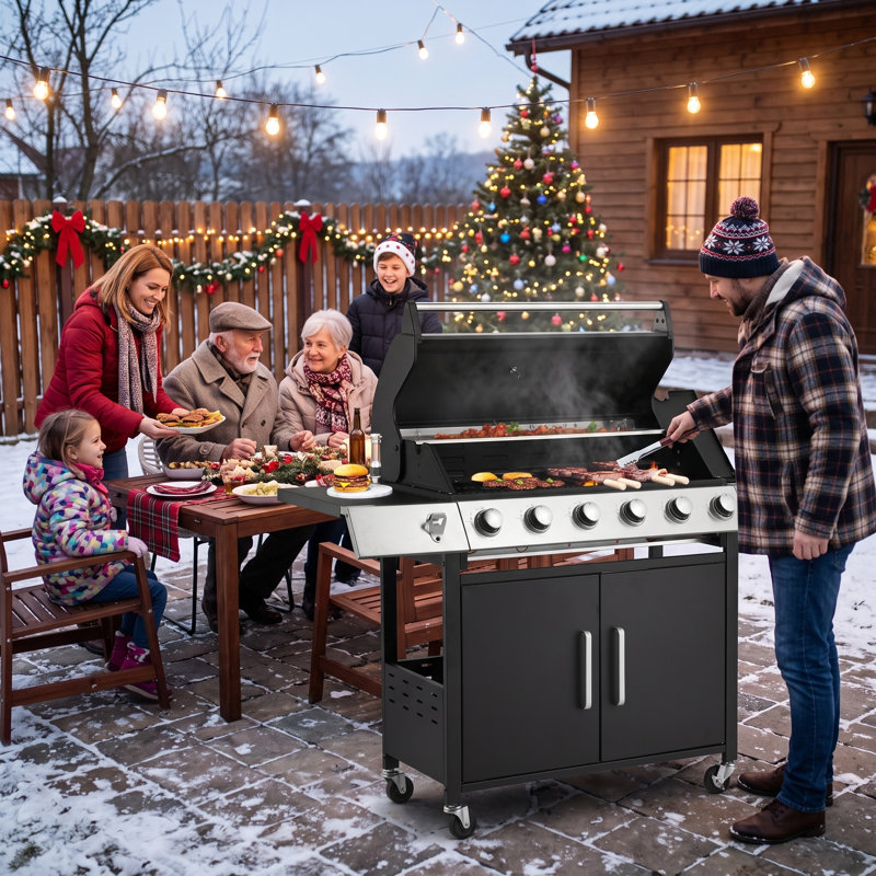 6-Burner Propane Gas Grill with 649 Sq. In. Cooking Space and Side Burner