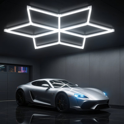 Hexagon Light Honeycomb Light LED Ceiling Light, 180W 18,000LM 6500K Bright White, Car Detailing Garages, Garage Light, Workshops, Basements, Gyms, Studios, Barber Shops, Game Rooms, LED Wall Decorative Lighting