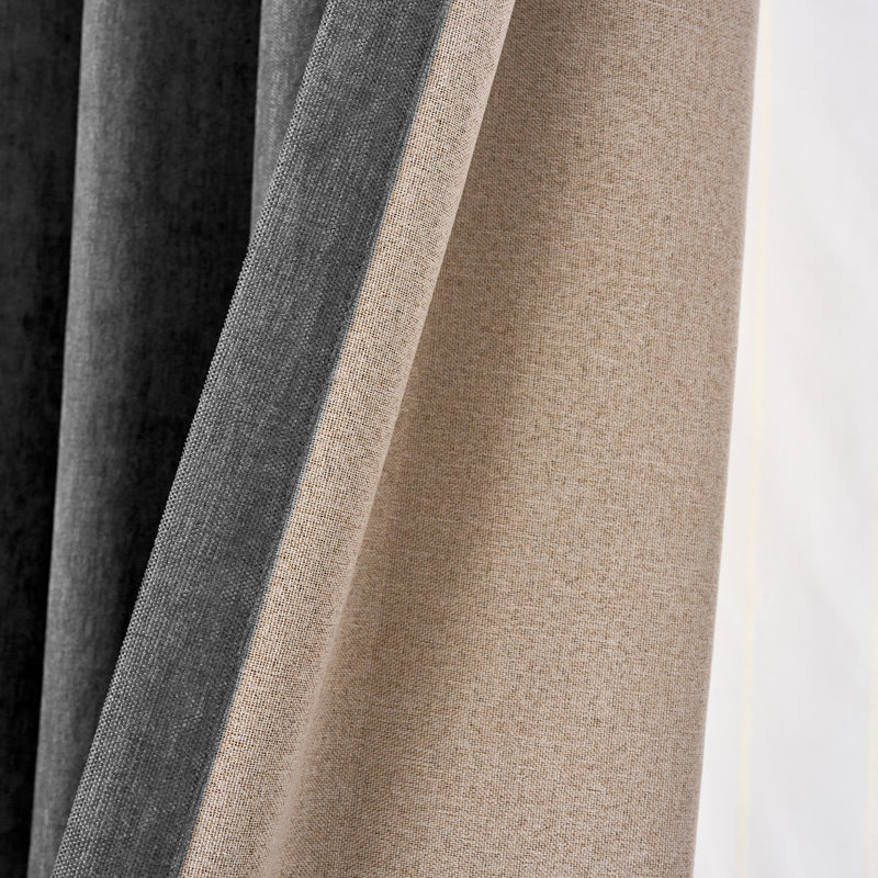 Ensemble de rideaux en chenille Clemmence Smart, Noir / gris, L 60 po x L 120 po