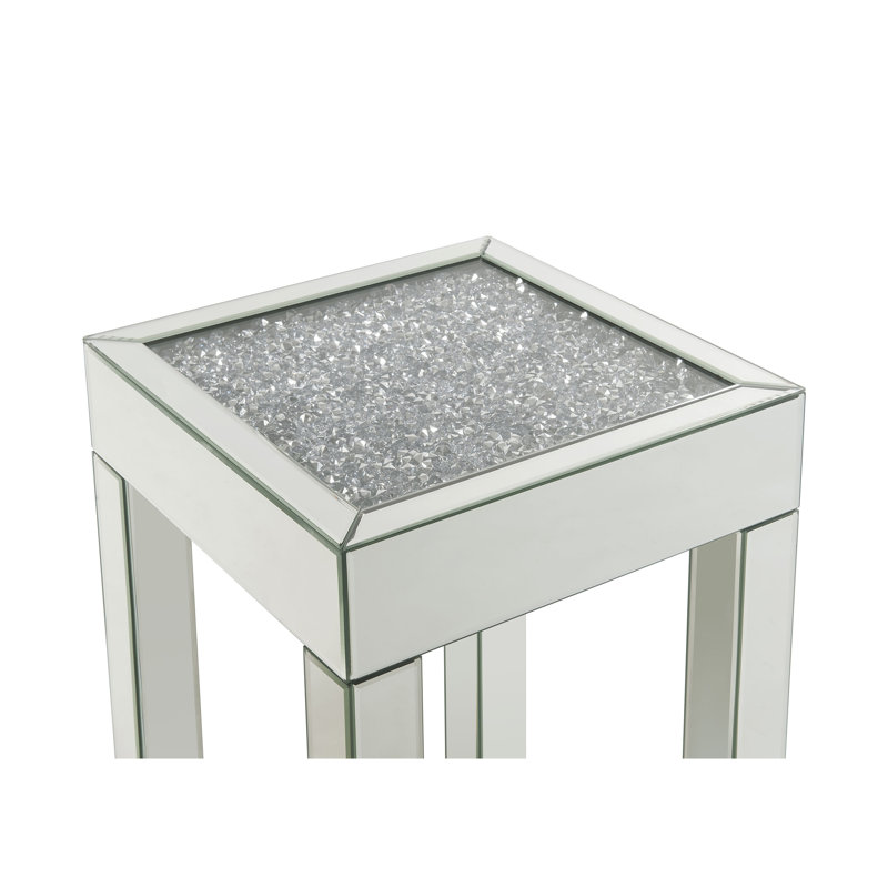 Table de bout en miroir et faux diamants