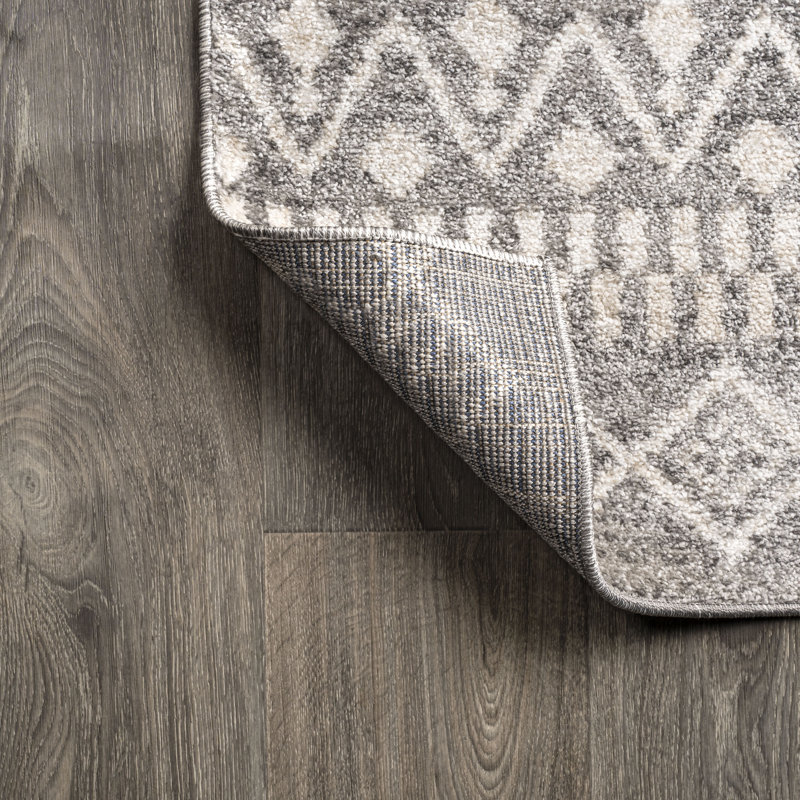 Tapis gris / crème Ifrane, Tapis de couloir 2 pi 3 po x 10 pi