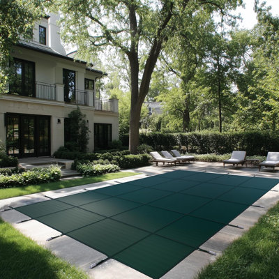 1" H Amgo Rectangle Wintery Pool Cover, Safety Heavy Duty, Installation Hardware Included