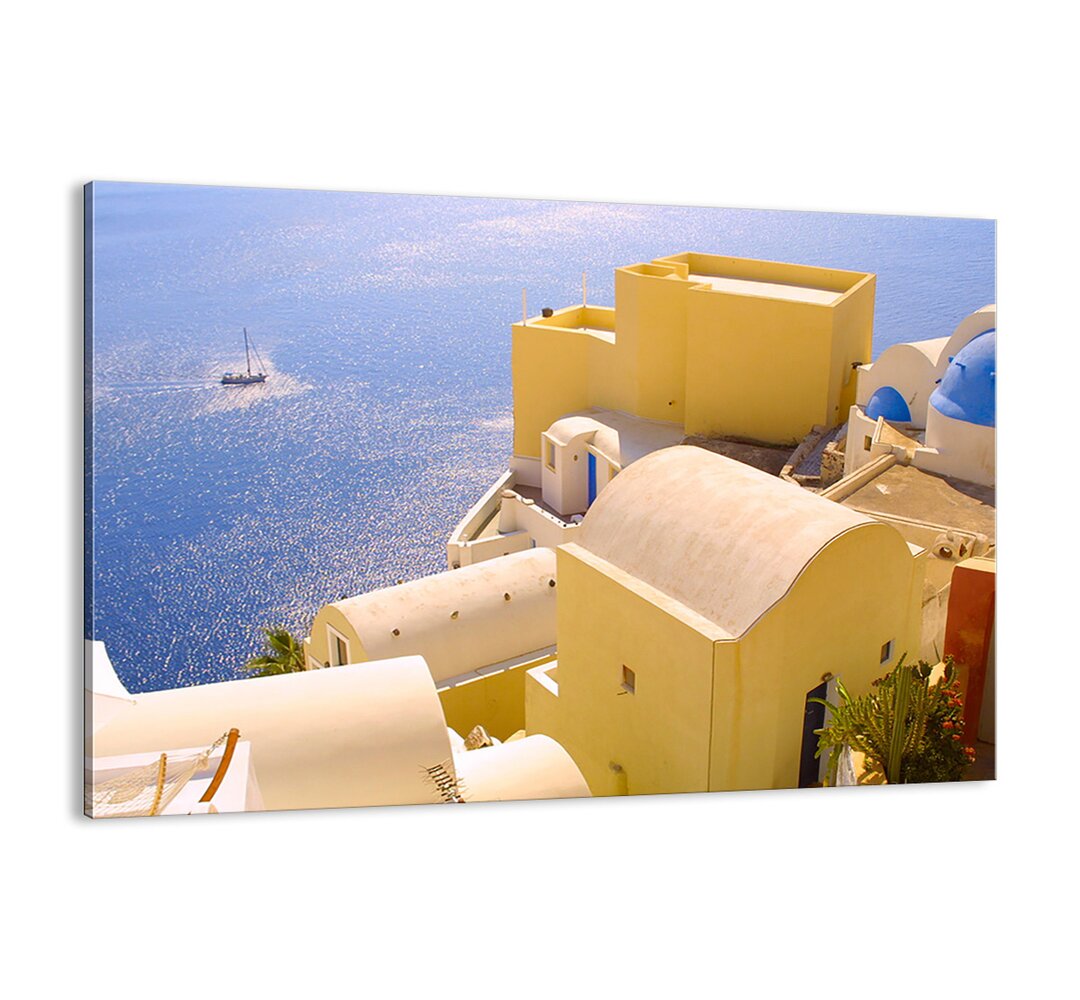 Leinwandbild - Fotografie „Greek Landscape in White and Blue”