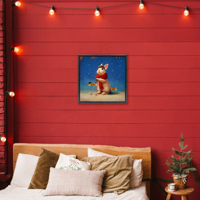 Cadre flottant First Snow Bunny & Skis, design par Lucia Heffernan