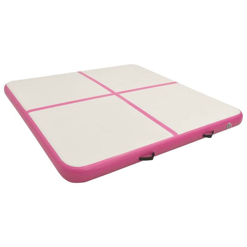 Coppage Inflatable Gymnastics Mat with Pump, 10cm H x 200cm W x 200cm D, Pink