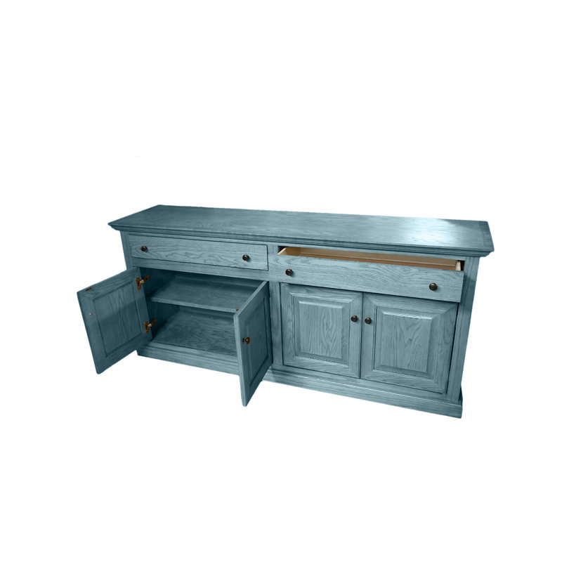 Traditional Aqua Solid Oak Wood 70" Sideboard Buffet