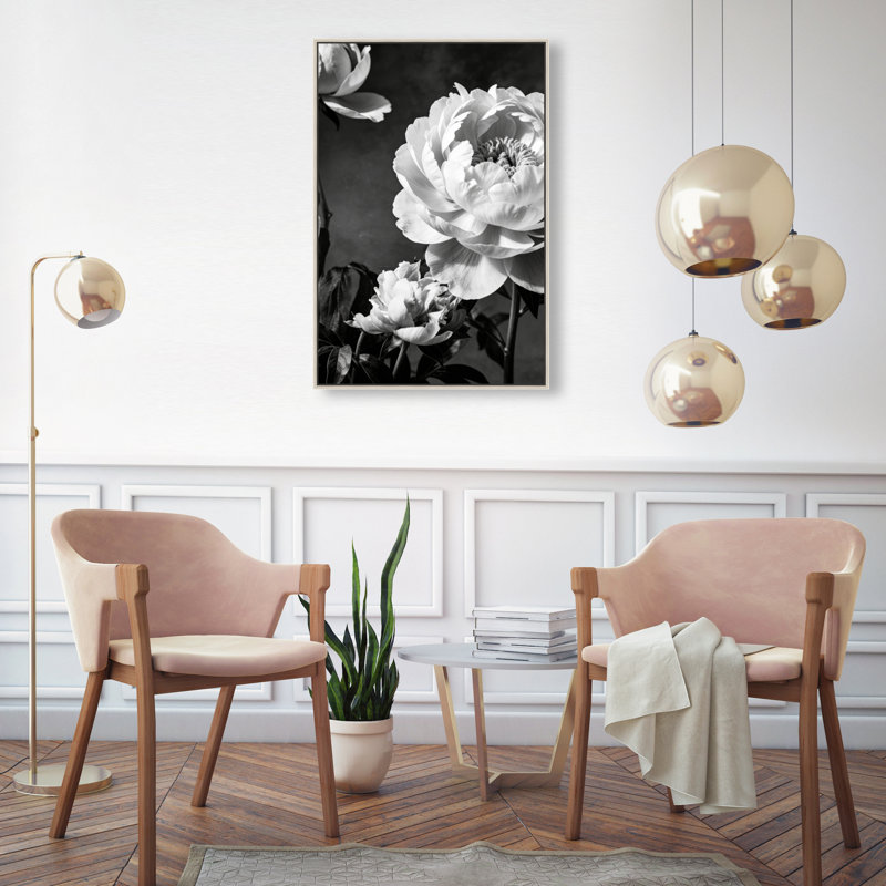 Still Peony Print by Oliver Gal, 31" H x 21" W, Silver Floater Frame