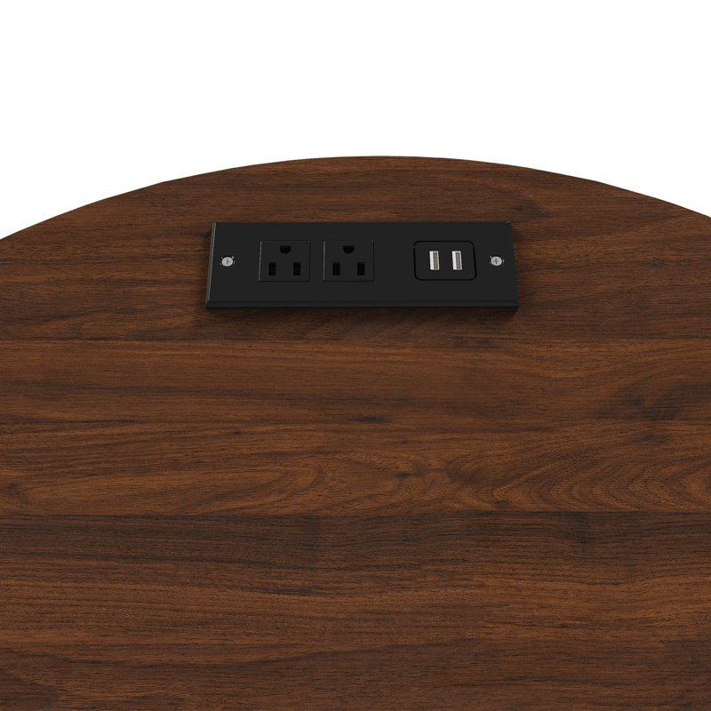 Table de chevet moderne Mid-Century avec station de charge, Noyer, 1